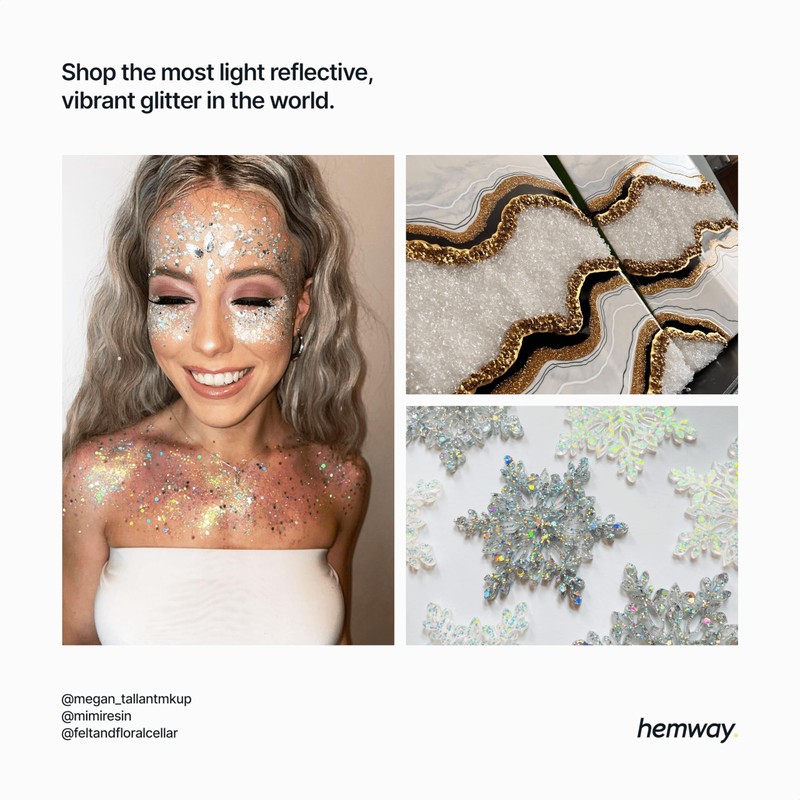 Hemway Ultra Sparkle Glitter White Iridescent 100g Ultrafine