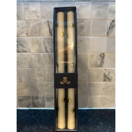 MacKenzie-Childs Mackenzie Childs Set Of 2 Gold Stars Beeswax Blend 12" Taper Dinner Candles NIB