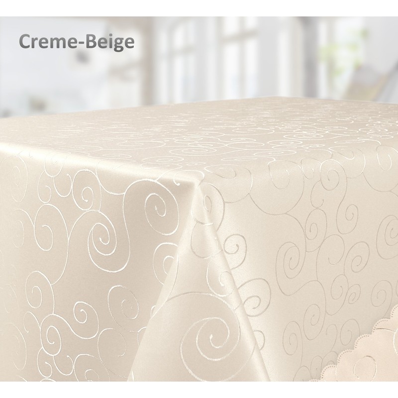 Tablecloth Ornamental Circles Pattern, Damask Fabric Non-Iron, Rectangular 130 x