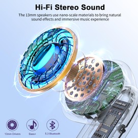 Wireless Earbuds, Bluetooth 5.3 Headphones with 4 ENC Noise Cancelling Mic, HiFi Stereo Deep Bass, IP7 Waterproof Bluetooth Earphones, 40H Playtime, Bluetooth Earbuds Dual LED Display, USB-C, Rose