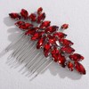 Lenjicons Sparkling Red Rhinestone Hair Comb Silver Wedding Hair Accessories