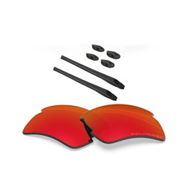 BLAZERBUCK Polarized Replacement Lenses & Sock Kit for Oakley Flak 2.0 XL OO9188 - Fire Red