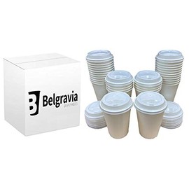 50 x 12oz White Single Wall Paper Cup with White Sipper lids