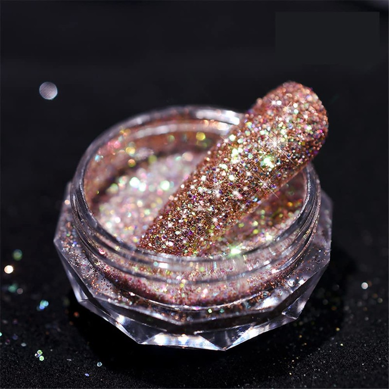 8 Colors Shiny Diamond Nail Powder Aurora Pearl Powder Nail