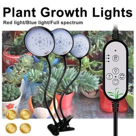 Grow Light 15W Sunlike Full Spectrum LED Plant Grow Lights with Timer Auto On/Off 4/8/12H Waterproof Grow Lamp for Indoor Plants, 5 Dimmable Levels, Adjustable Gooseneck