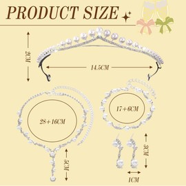 XFSRG Bridal Jewellery Set Elegant Wedding Jewellery with Crown Necklace Earrings and Hand Chain Shiny Jewellery Set for Wedding and Celebration
