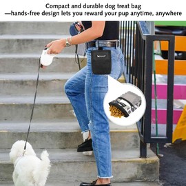 Ezranova Small Dog Treat Bags, Black and Camouflage Color Dog Treat Pouch with Waist Belt Clip Oxford Cloth for Dog Training (black)