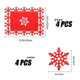 Christmas Table Mats - Vaktop 8PCS Christmas Placemats Sets, Christmas Placemats and Coasters, Heat Resistant Xmas Placemats - for Christmas Party Winter Holiday Wedding Dinner Decoration