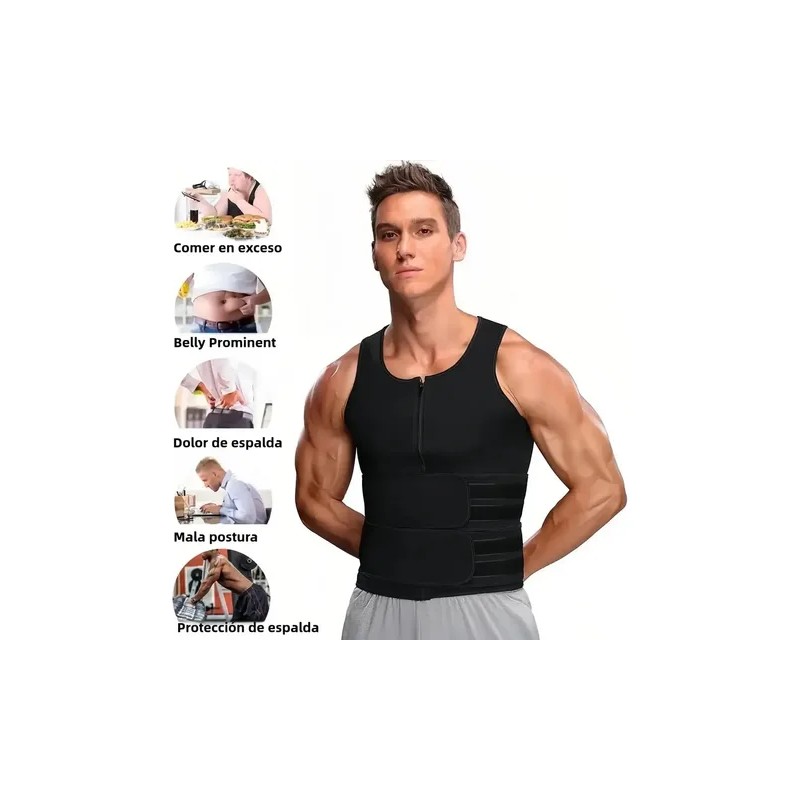 Faja Deportiva Gym Quema Grasa Corrector De Postura Negro Xxl