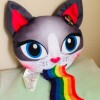 Unbranded Rainbow Kitty Large Throw Plush Pillow