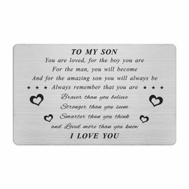Levole Son Birthday Gifts Son Wallet Card - Father's Day Card Gifts for Son, Always Remember You Are Braver Than You Believe, My Son Gifts for Christmas Valentines Graduation