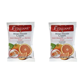 Serra Le Italiane, Italian Natural Hard Candy Filled With Red Orange From Sicily Italy, 3.5 Ounce Pack of 2