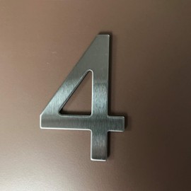 Imaggge.com House or Hotel Number - Brushed Stainless Steel - Sticker - 7.6 cm Height - Number 4