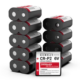 TQTHL 10-Pack CR-P2 Batteries, 6V 2000mAh Lithium Photo Battery 223A, 2CR-P2, EL223AP, and DL223A Batteries