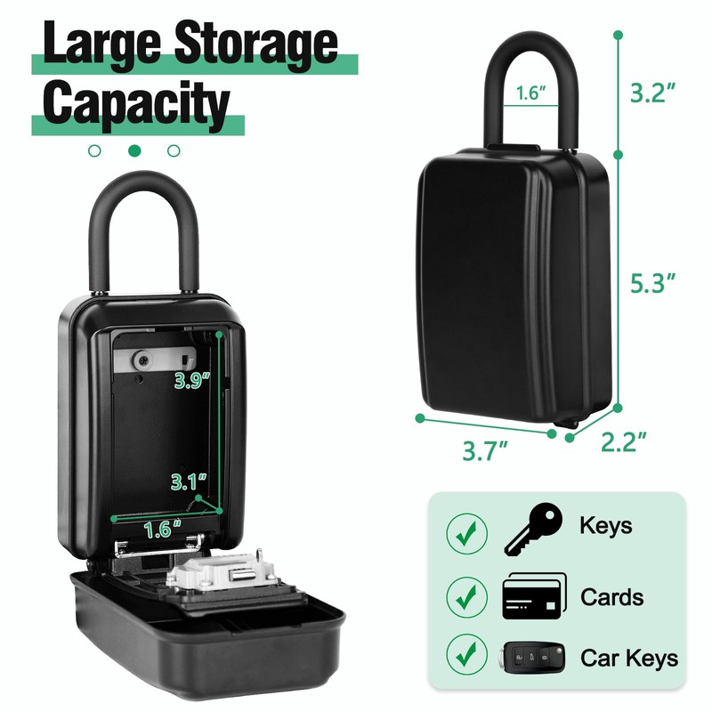 TEUEN Key Lock Box for Outside & Door Handle, Sturdy