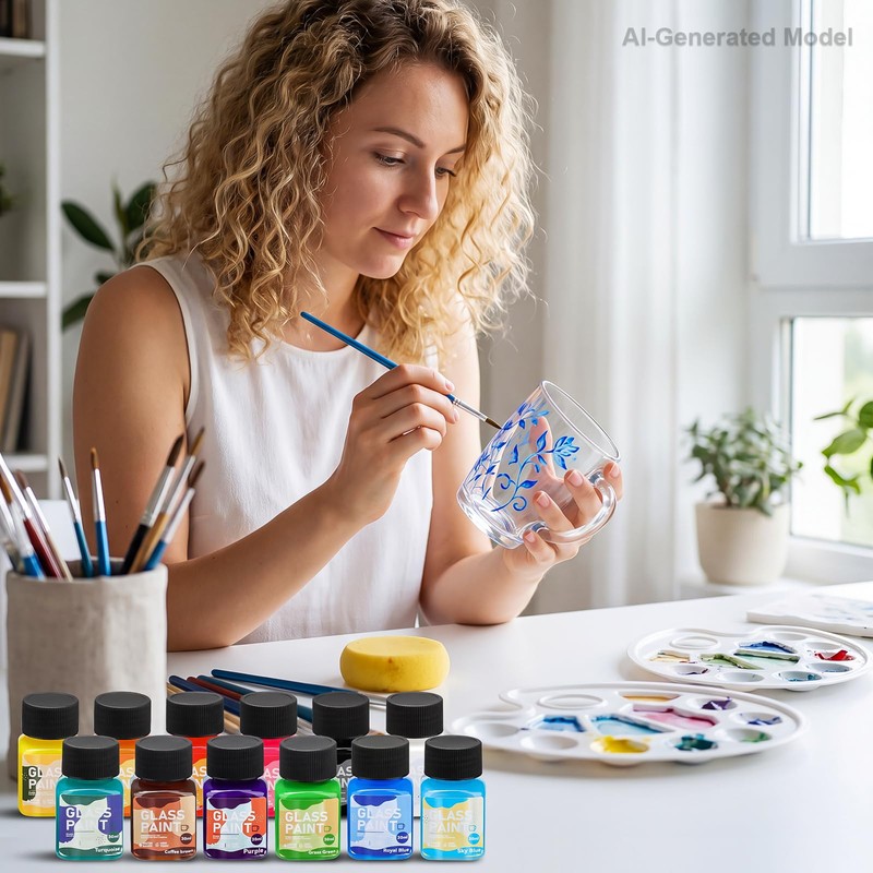 Glass Paints for Glass Painting,Transparent Glass Paint 30ml,12 Color