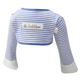 ScratchSleeves | Baby Boys' Stay-On Scratch Mitts | Stripes | Blue and Cream | 21-24m