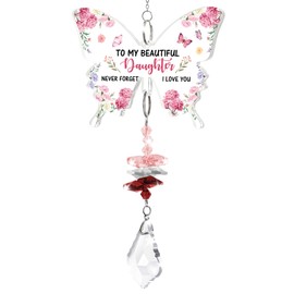 Funnli Daughter Gifts, Butterfly Acrylic Crystal Suncatcher Daughter Birthday Gifts, Girl Gifts from Mum Dad, Christmas Birthday Graduation Present for Her Wedding Daughters Present