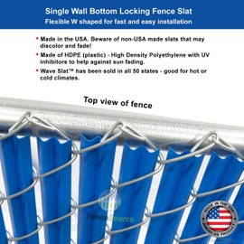 FenceSource Wave Slat (9 Colors) Single Wall Bottom Locking Privacy Slat for 4', 5', 6', 7' and 8' Chain Link Fence (6 ft, Royal Blue)