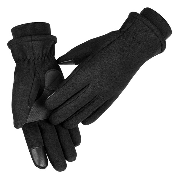 OZERO Warm Gloves for Women Touch Screen Anti-Slip Soft Thermal Fleece Insulated Water-Resistant Windproof Warm in Cold Weather for Walking Dog Running Cycling (L,Black)