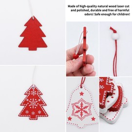 Christmas Decoration Set 12pcs Farmhouse Rustic Wooden Christmas Tree Ornaments for Xmas Winter New Year Holiday Party Supplies