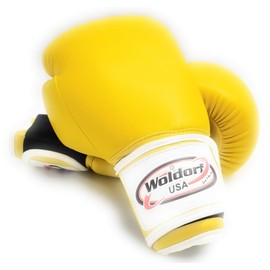 Woldorf USA Boxing Gloves in Vinyl Yellow 10oz Sparring, Grappling, Kickboxing, Fighting, Muay Thai Training, Heavy Bag Workout Gloves for Punching Bag