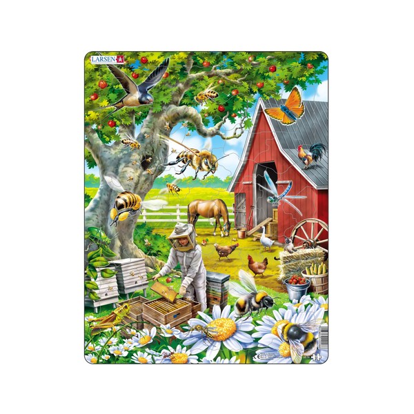 Larsen US39 Rahmenpuzzle für Kinder I Herumschwirrende Bienen & Imker