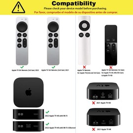 USTIYA Funda para Apple TV 4K 2022 Control Remoto Case Smart TVS Shockproof Cover Accesorios (Negro Juego Completo)