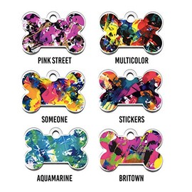 JULIA AND BRUNO Placa de Identificación para Perro Pintada a Mano con Personalización de Nombre y Teléfono - Varios Colores