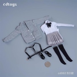 [TOYBARJAPAN] cdtoys cd062 for 1/6 scale action figures, high school student sailor fashion, student cardigan JK skirt suit clothes, stalking and shoes set (not including body and head) (D Gray)