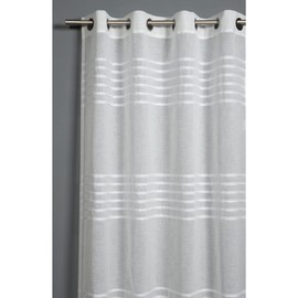 GARDINIA Sheer Eyelet Curtains 3D Stripe Sheer Eyelet Curtain Panel Sheer Curtain Panel White 140x245cm