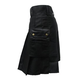 Tartanista Plain Black Heavy Cotton Utility/Wilderness Kilt 30