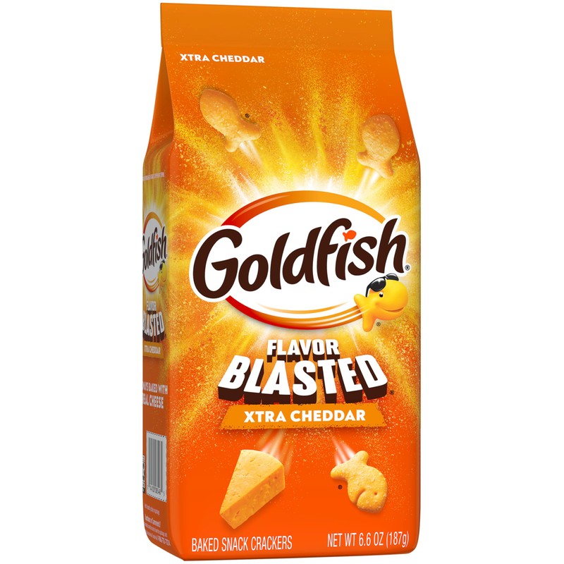 Goldfish Flavor Blasted Xtra Cheddar Cheese Crackers, Baked Snack Crackers,