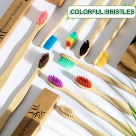 WANWLI Toothbrush 10 Pack - Soft Bristled,Eco-Friendly,BPA Free,Plastic-Free,Natural Bamboo Toothbrush 10 Colors