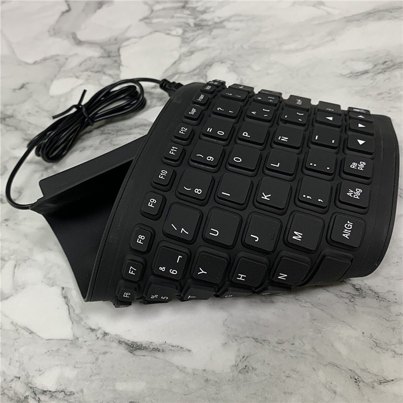 84 Keys Spanish USB Wired Silicone Keyboard Foldable Soft Silicone
