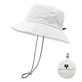 lifwimner Sun Hat Women's Men's Fishing Hat with Chin Strap Waterproof Bucket Women's Quick Dry Packable Hat Summer Outdoor Activities, White