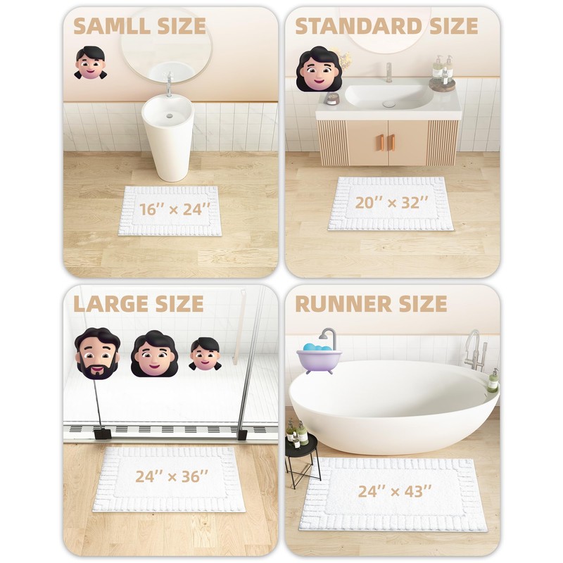 Color&Geometry Small Bath Mats Non-Slip Washable 40 x 60 cm