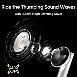 Realme Buds Air 5 True Auriculares inalámbricos, 50 dB ANC, 12.4 mm Mega Titanized Dynamic Bass Driver, 38 horas de reproducción con carga rápida y 45 ms de latencia ultrabaja en la oreja, blanco