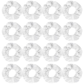 16 Pcs Satin White Scrunchies Bridesmaid Proposal Gifts Hair Ties Scrunchies for Women Girls Bachelorette Party Favors (white)