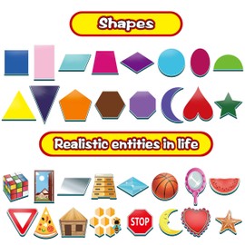 32 Shape and Color Magnets with Real World Objects for Comparison & Associative Memory, Perfect for Preschool Learning
