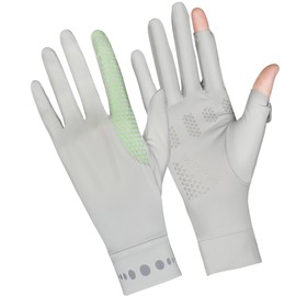 Duwinja Protección UPF50+ UV Guantes de Ciclismo de Dedo Completo Seda de Hielo para Mujeres, Transpirable, Reflectante,Non-Slip, Protección Solar Guantes para Conducir, Golf, Pescar-Gris, L