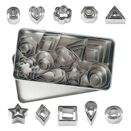 30Pcs Mini Cookie Cutters Set,Small Stainless Steel Cookie Cutters, Ten Shapes & Three Sizes for Tiny Polymer Clay,Baking, Cooking, DIY Arts