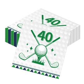 Yoyuspy Golf 40th Birthday Party Napkins Decorations, Disposable Paper Golf Napkins Supplies Pack of 50, Sports Birthday Party Decor Size 6.5 Inch