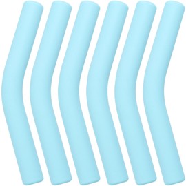 HINZIC 6Pcs Metal Straw Silicone Tips 5/16 IN Wide(8mm Outer Diameter) Food Grade Rubber Straw Covers Light-Blue Flex Elbow Replacement Tip for Stainless Steel Metal Straws