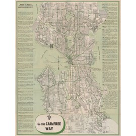 Historic Pictoric Map - Seattle, Seattle Transit Map 1956 Railroad Cartography - Vintage Poster Art Reproduction - 18in x 24in