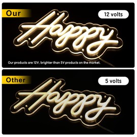 ATOLS Happy Birthday Large Neon Sign for Wall Decor, with Dimmer Switch, 12V Reusable Happy Birthday Neon Light Sign for All Birthday Party Decoration, Size-Happy 16.5x8inch, Birthday 23 X 8inch