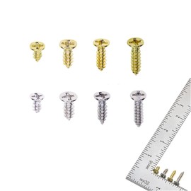 Mini Skater 200PCS Small Flat Head Cross Wood Screws Assortment Kit Carbon Steel Self Tapping Screws, Gold and Silver