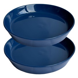 Plant Saucer Blue Ceramic Deep Pot Tray - 2 Pack 8.9/9 inch, Planter Saucers Water Drip Trays for Indoors Outdoor, Thick Durable Sturdy Flower Pot Saucers for Glazing Pots Base, More Sizes 4-15 inch
