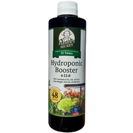 Farmer's Secret Hydroponic Booster Fertilizer – Super Concentrated 4-11-8 Formula for Hydroponic & Aeroponic Systems – Ideal for Herbs, Veggies, Fruits (8oz)