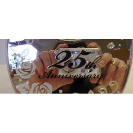 Shudehill 25th Silver Wedding Anniversary Mirrored Clock Gifts, 17cm x 13cm